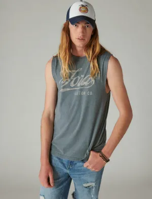 T-shirt débardeur Lucky Brand Ford Script couleur ardoise foncée Lucky Brand
