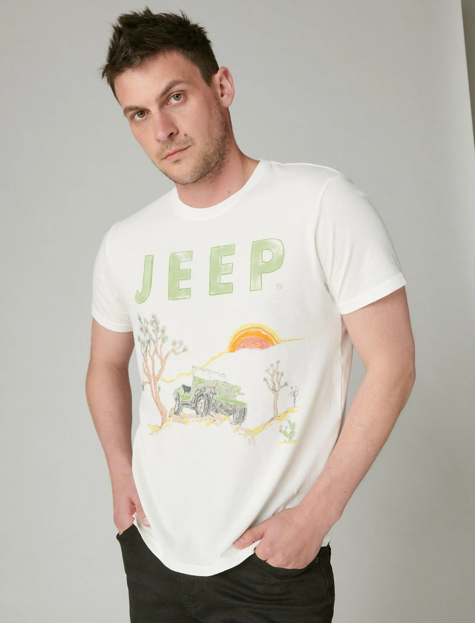 T-shirt artistique Jeep Lucky Brand Blanc De Blanc