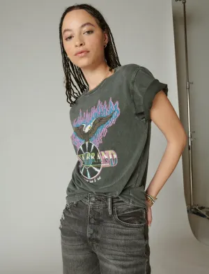 Lucky Brand T-shirt Boyfriend Lucky Eagle Rock Peat Lucky Brand