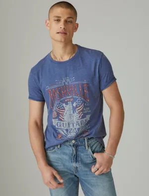 T-shirt graphique Lucky Brand Nashville Guitars Bleu Profond Lucky Brand