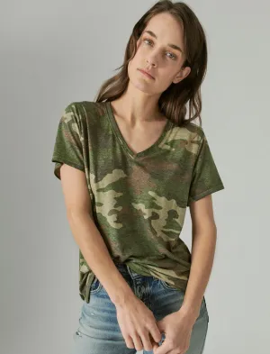 Lucky Brand T-shirt imprimée effet brûlé camouflage vert Lucky Brand