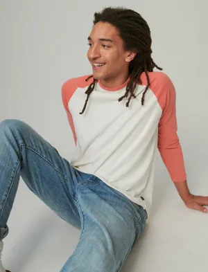 Lucky Brand T-shirt en coton lavé de baseball Rouge Multi Lucky Brand
