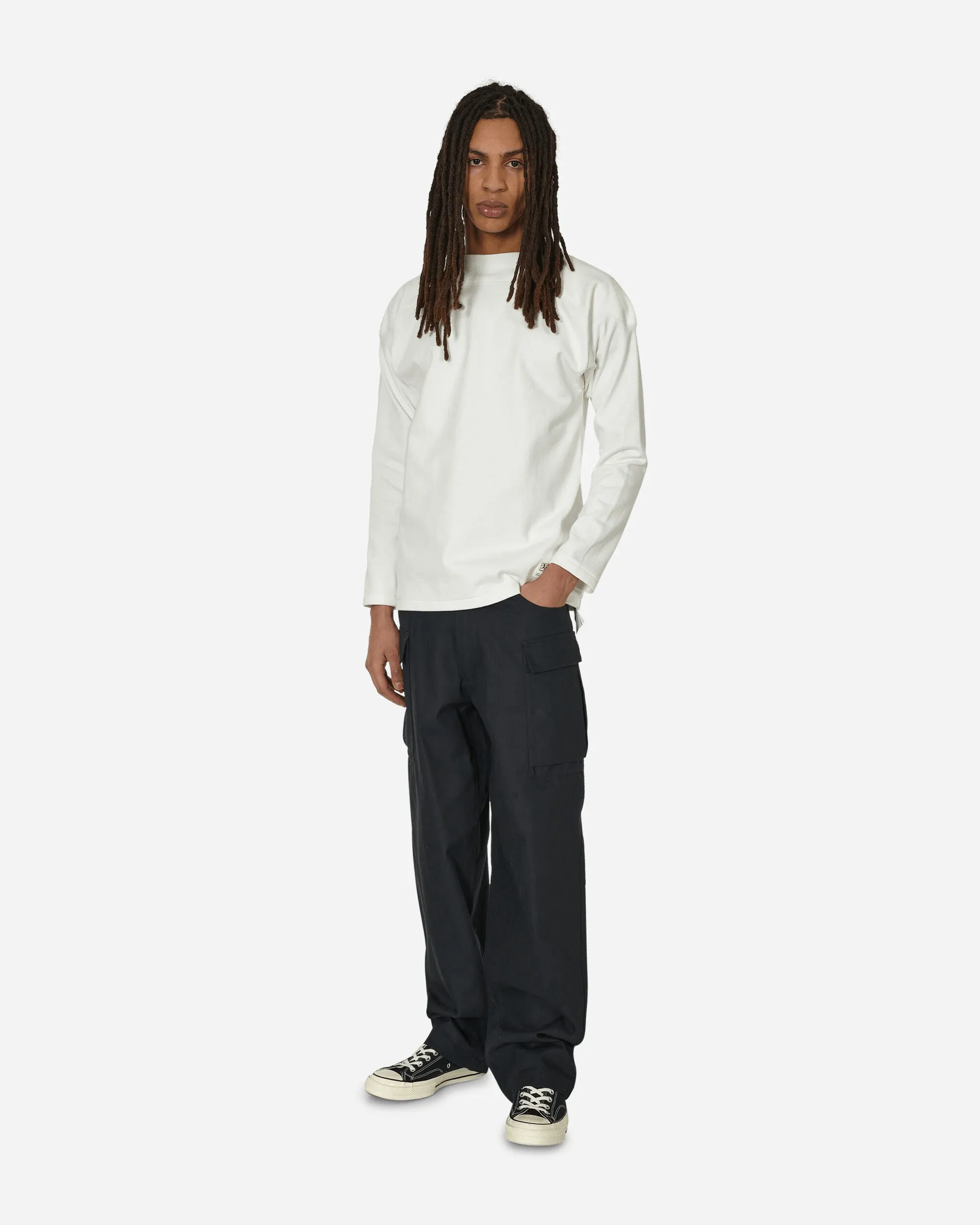 T-shirt manches longues col rond blanc Fabriqué au Japon