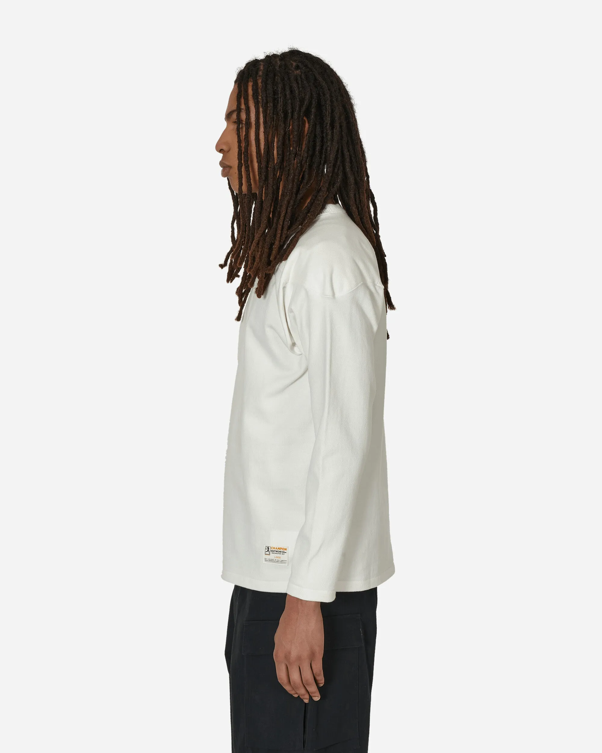 T-shirt manches longues col rond blanc Fabriqué au Japon