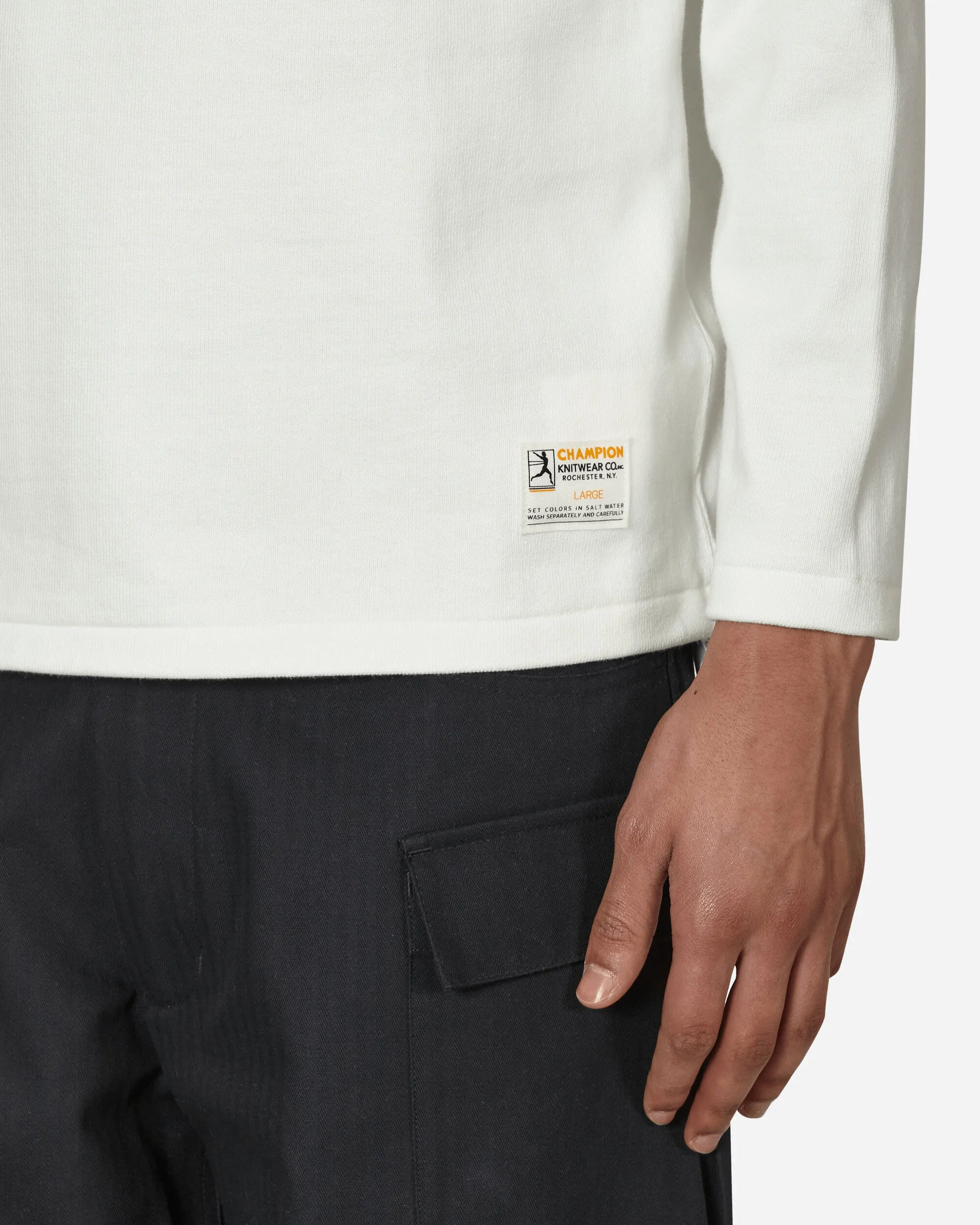 T-shirt manches longues col rond blanc Fabriqué au Japon