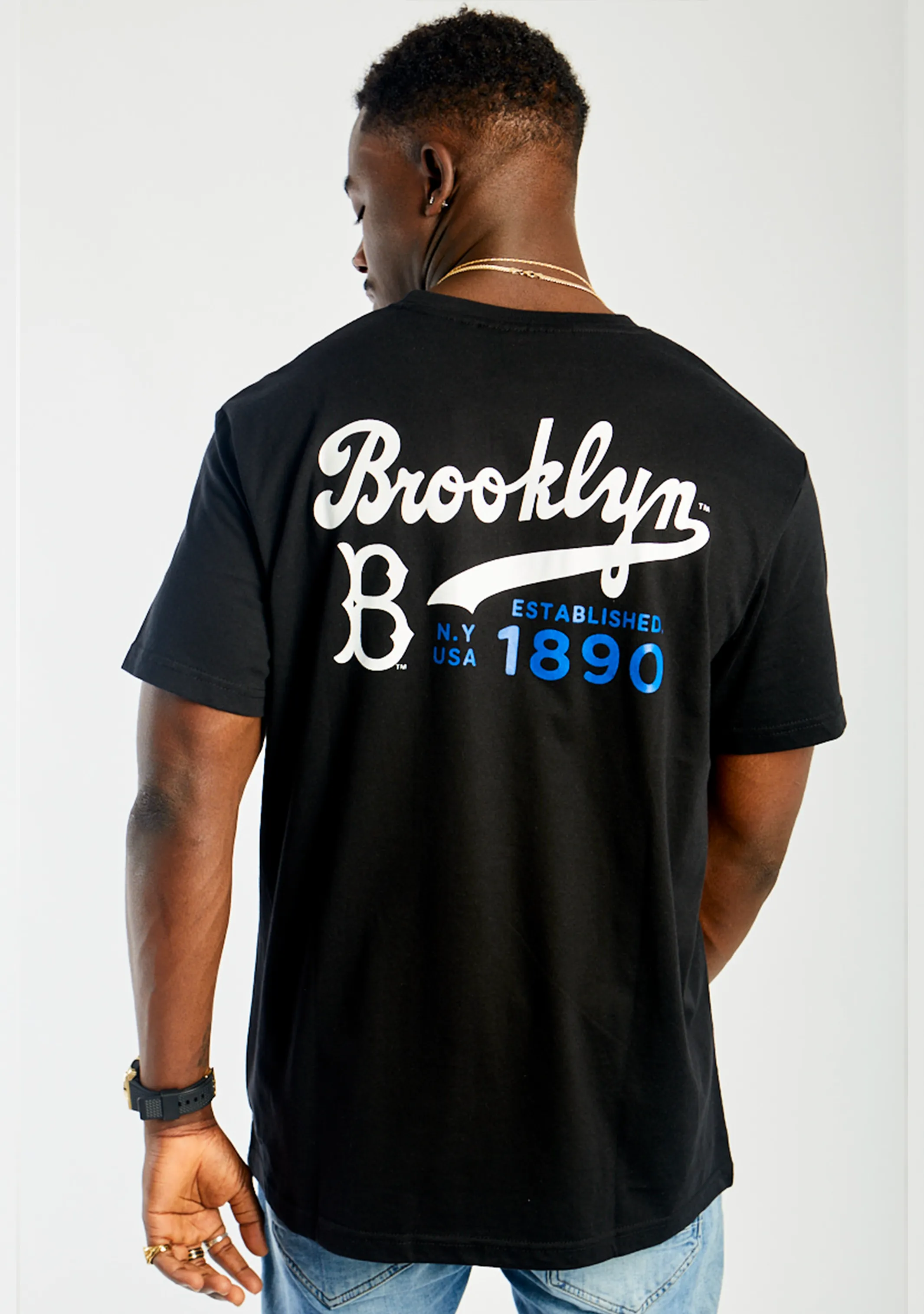 Majestic Athletic T-shirt pour hommes Brooklyn Script <br> MJBK0331TK