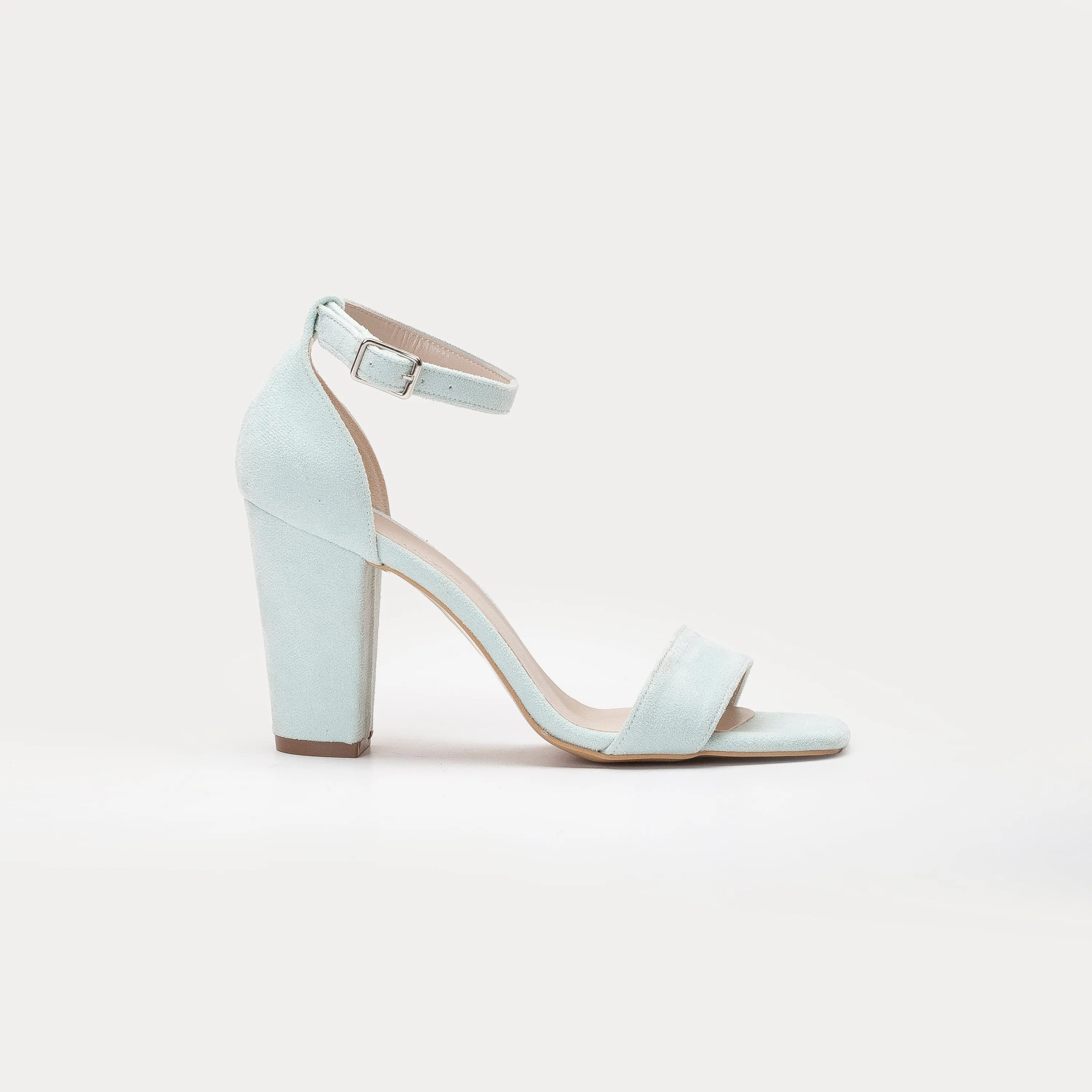 Sandales à talons Melissa en daim végan perlé | Vert menthe