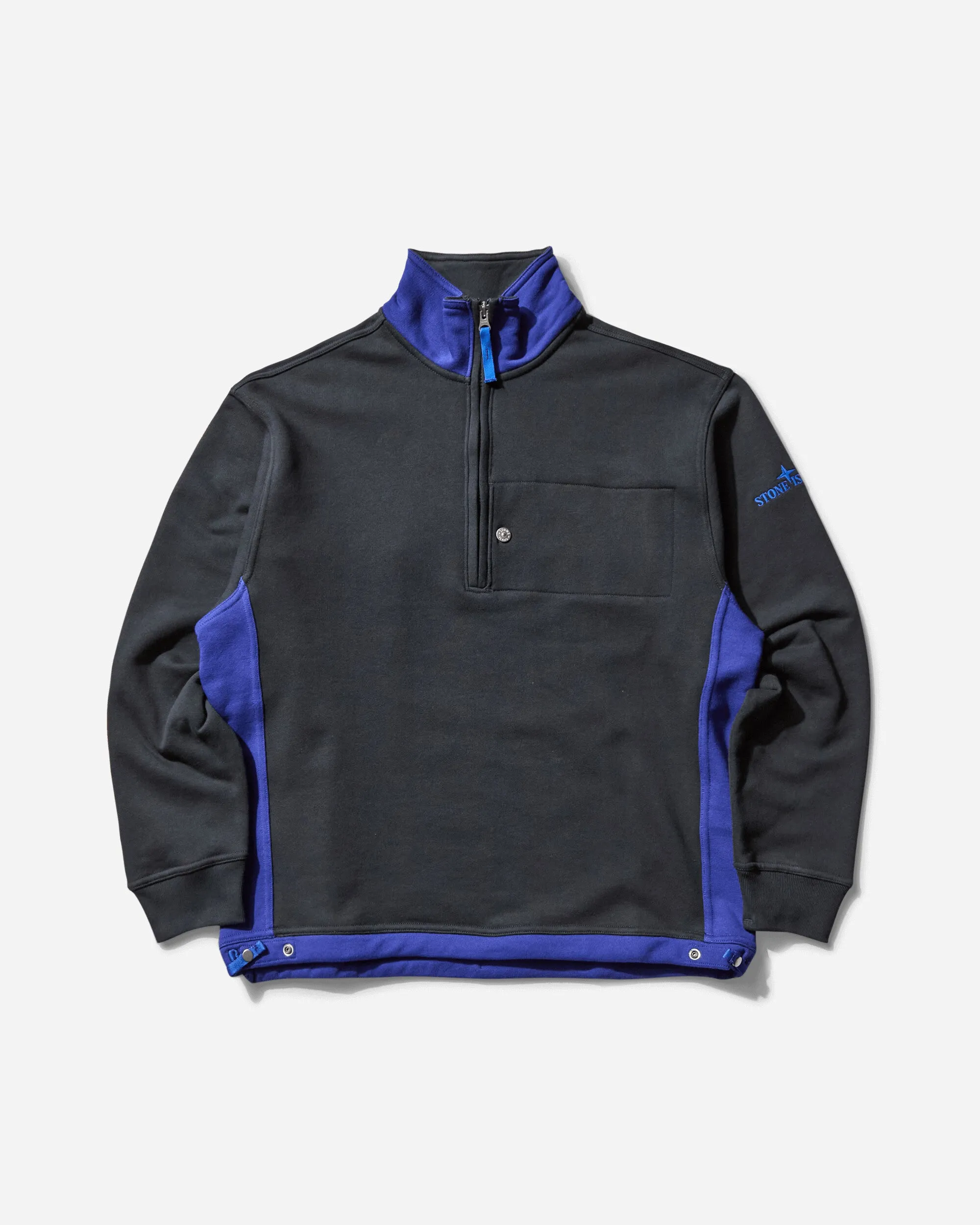 Pull à mi-zippe en coton polaire pour homme Bleu marine