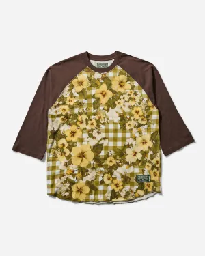 T-shirt de baseball en denim Denim Tears pour homme à motifs floraux et vichy doré