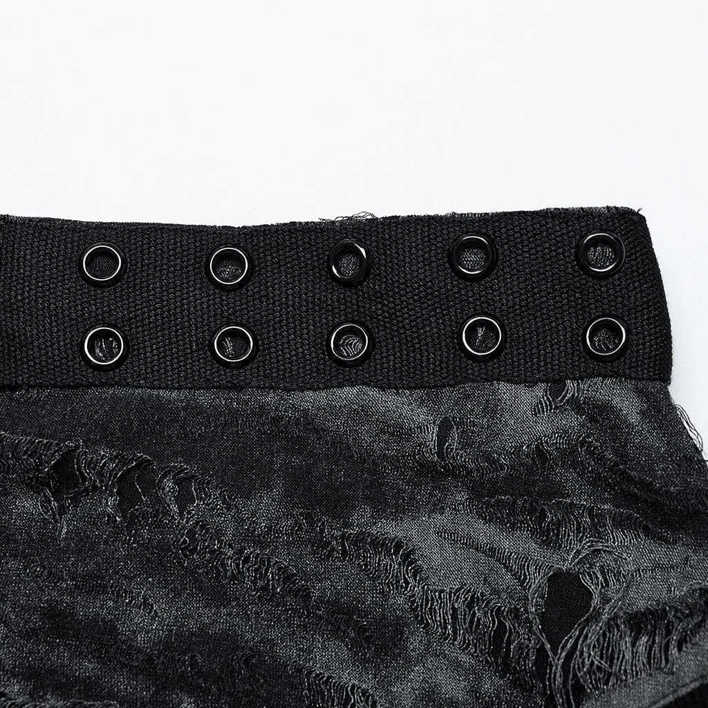 Débardeur Homme Gothique Punk Déchiré Œillets Noir Gris