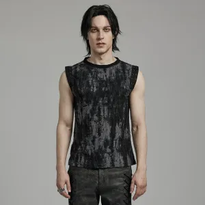 Débardeur Homme Gothique Punk Déchiré Œillets Noir Gris