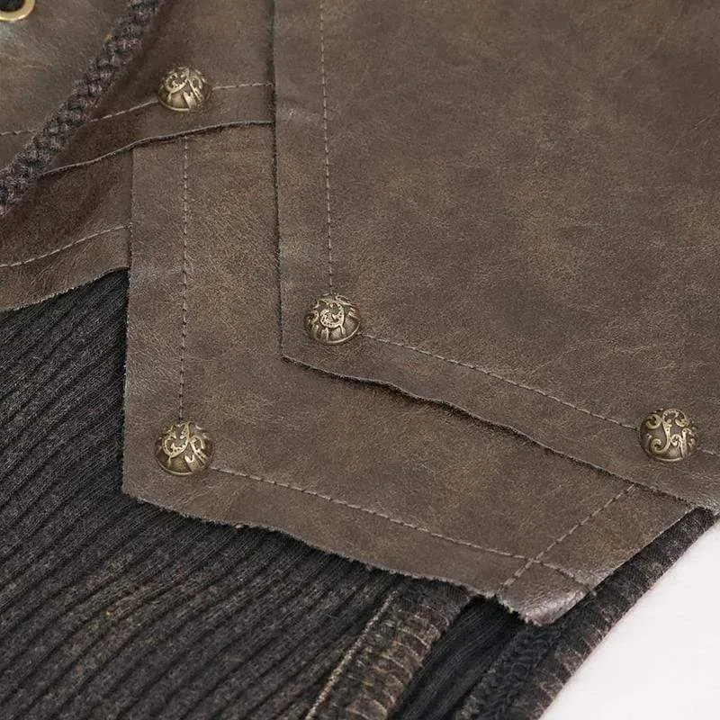 Débardeur ajusté gothique punk pour hommes avec lacets marron