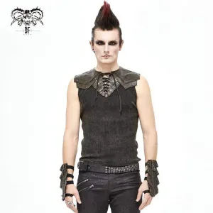 Débardeur ajusté gothique punk pour hommes avec lacets marron