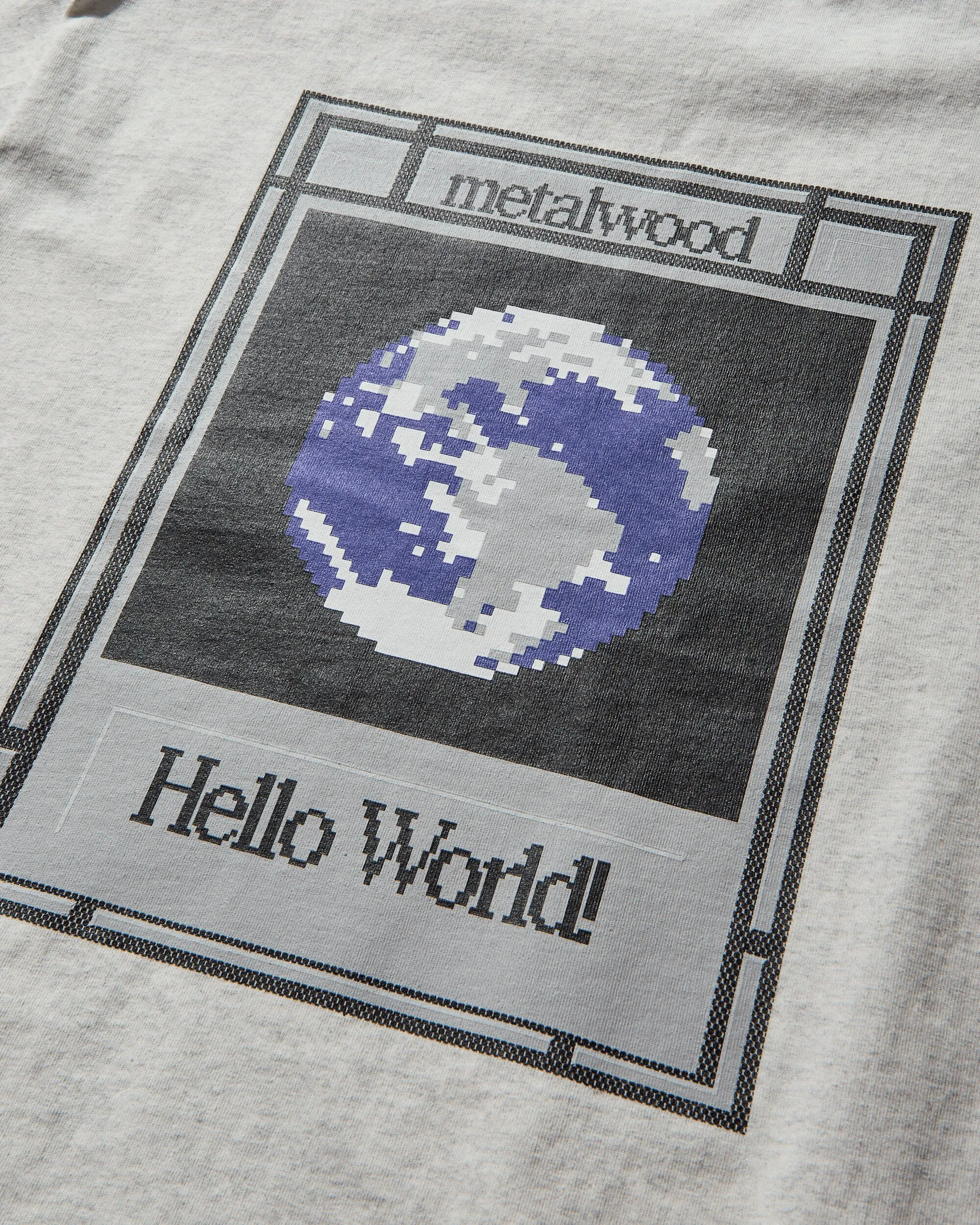 T-shirt Hello World pour hommes Gris chiné