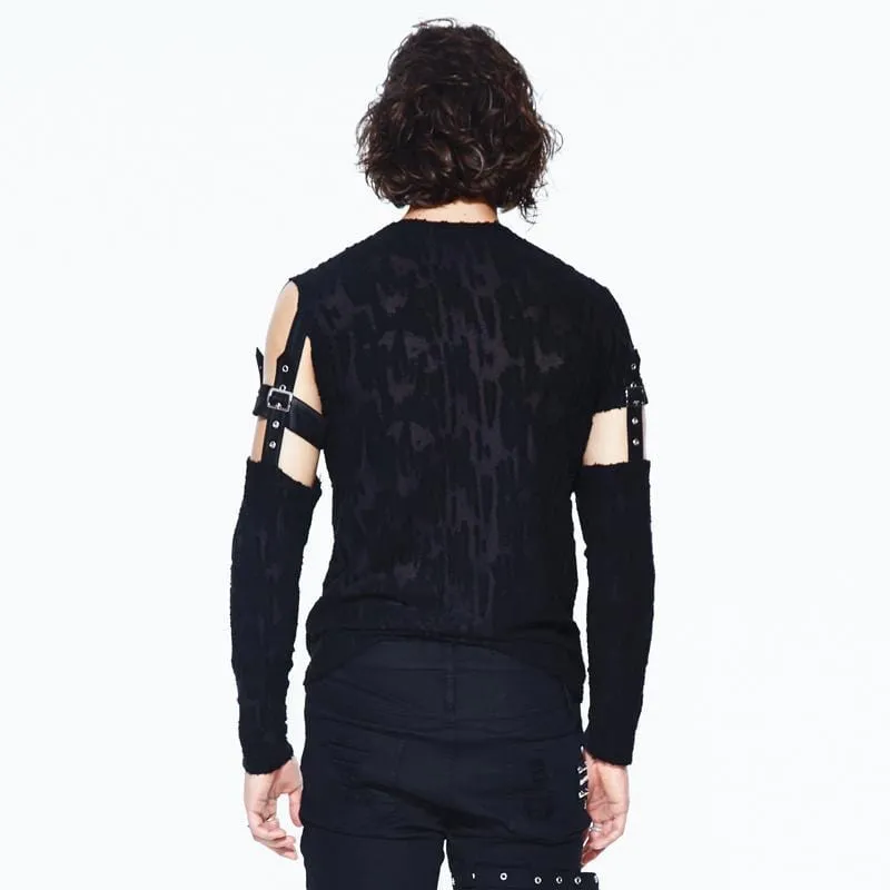 Chemise Gothique en Cuir à Empiècement pour Homme