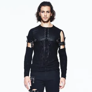 Chemise Gothique en Cuir à Empiècement pour Homme