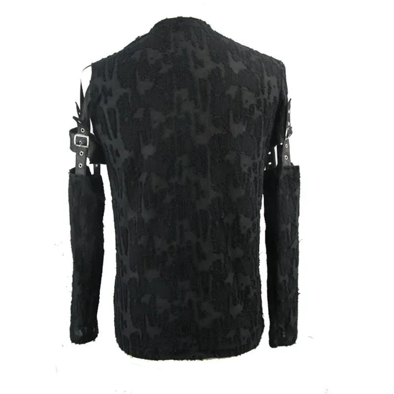 Chemise Gothique en Cuir à Empiècement pour Homme