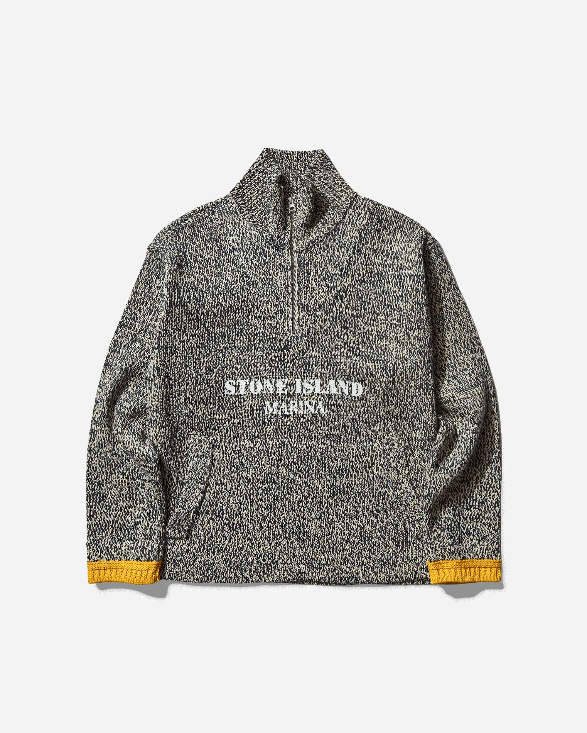 Pull à demi-zippe effet caoutchouté Marina pour homme Ivoire