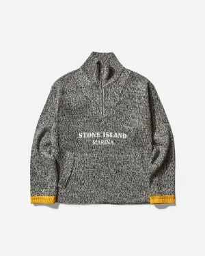Pull à demi-zippe effet caoutchouté Marina pour homme Ivoire