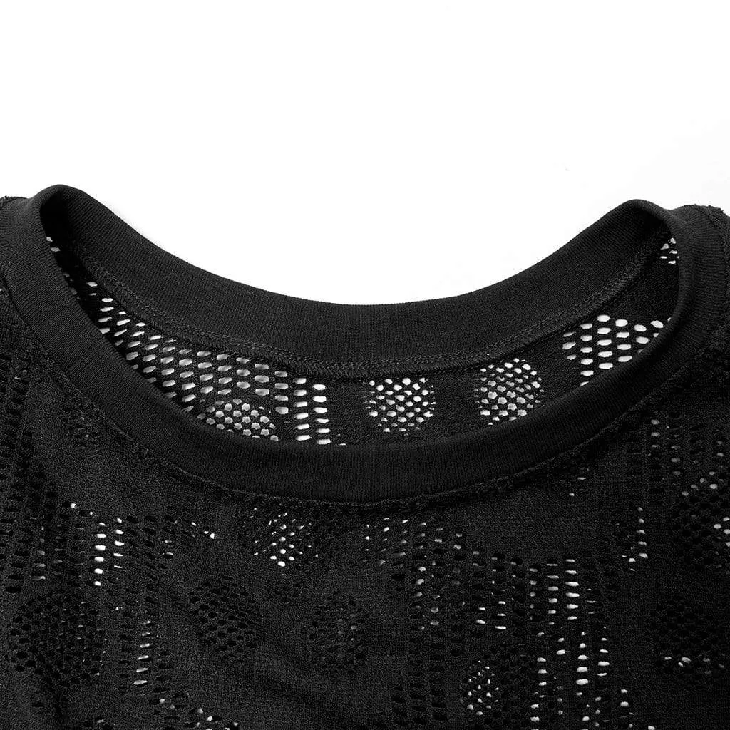 T-shirt transparent à motif crâne punk pour homme