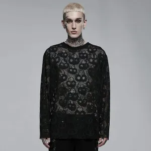 T-shirt transparent à motif crâne punk pour homme