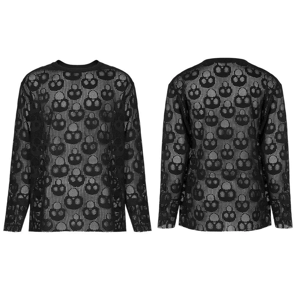 T-shirt transparent à motif crâne punk pour homme