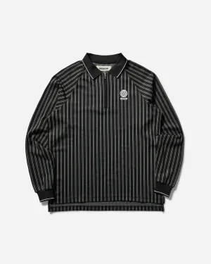 Polo à manches longues côtelé pour homme - Noir