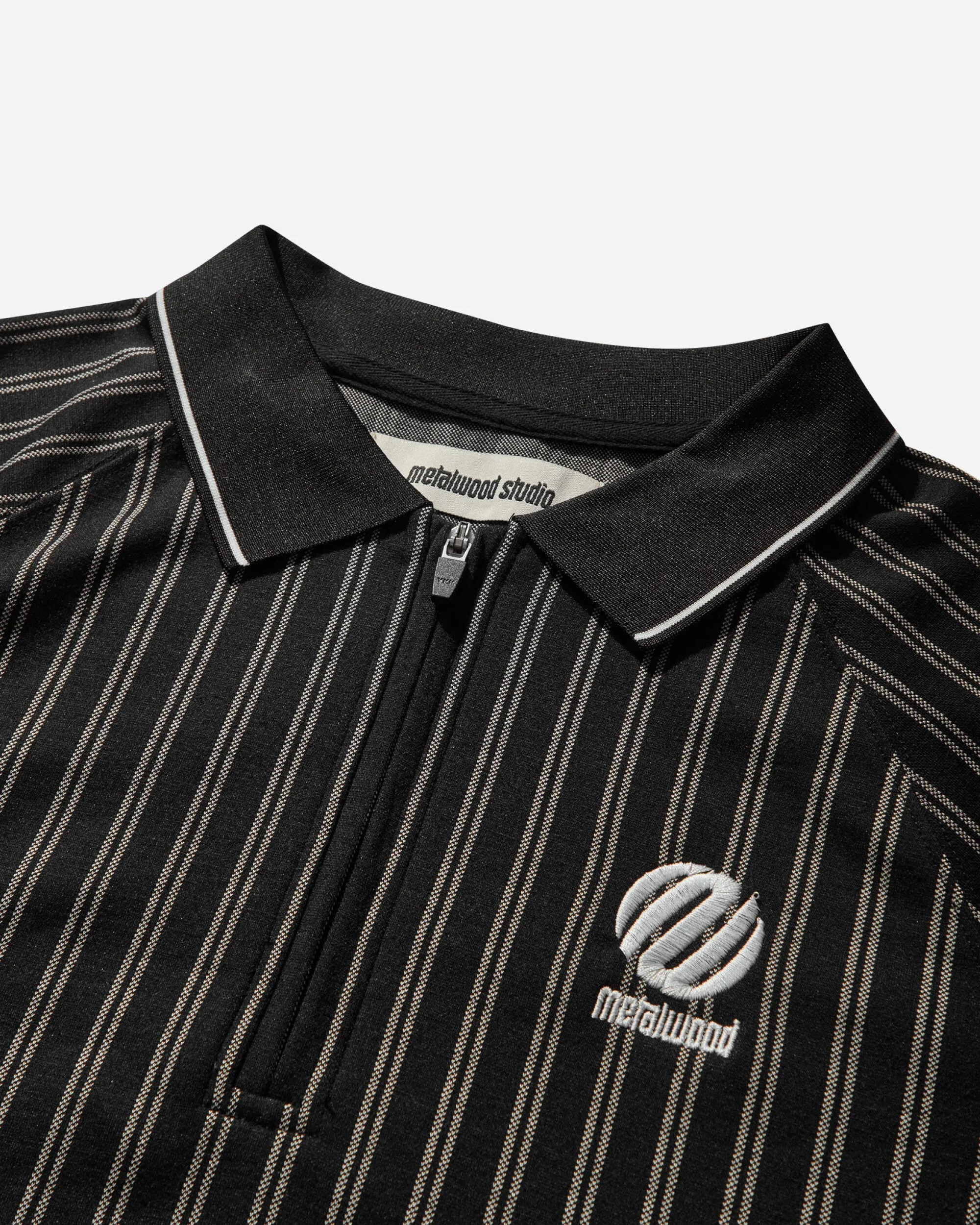 Polo à manches longues côtelé pour homme - Noir