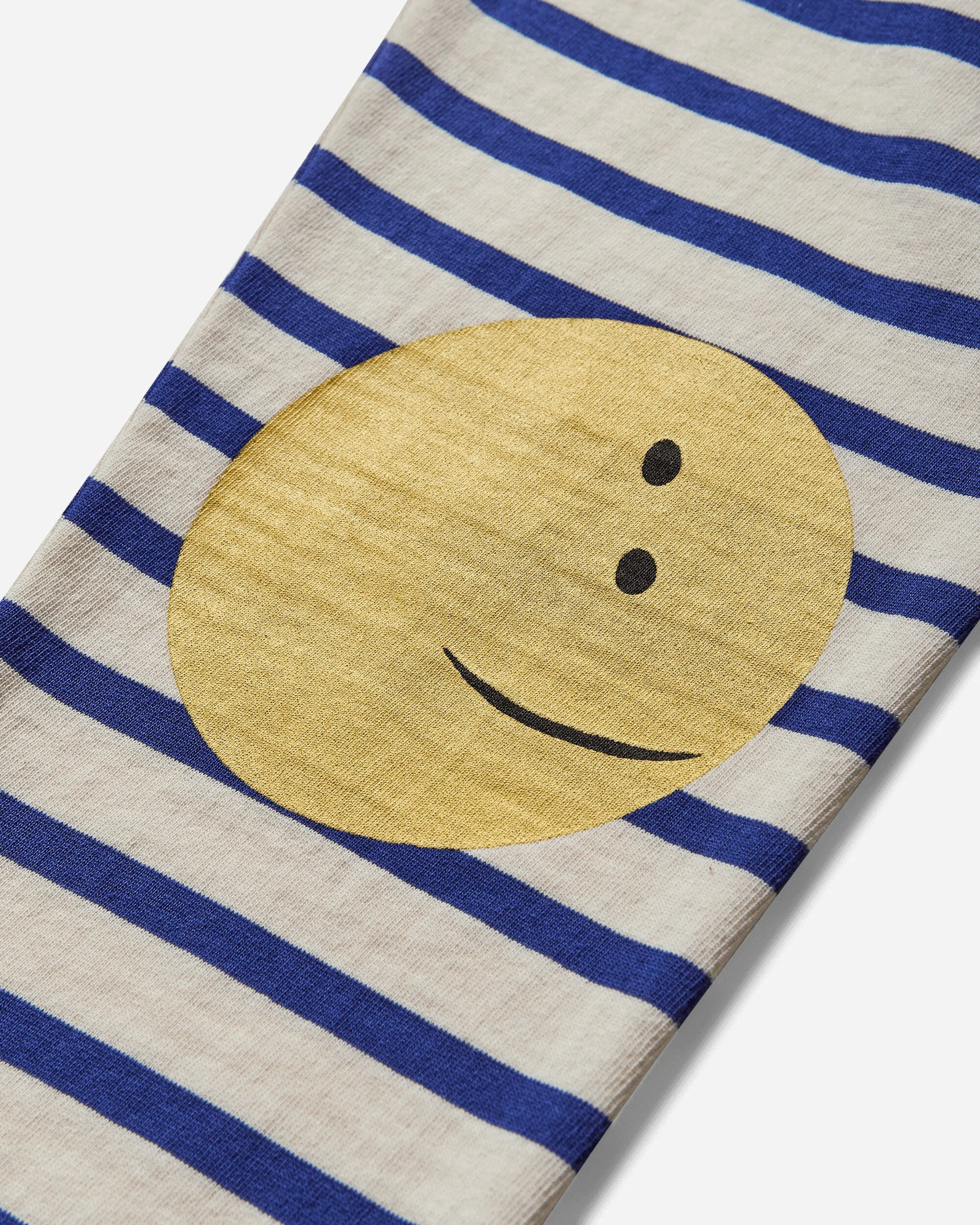 T-shirt manches longues à rayures pour homme (Patch Profile Rainbowy) Écru / Bleu