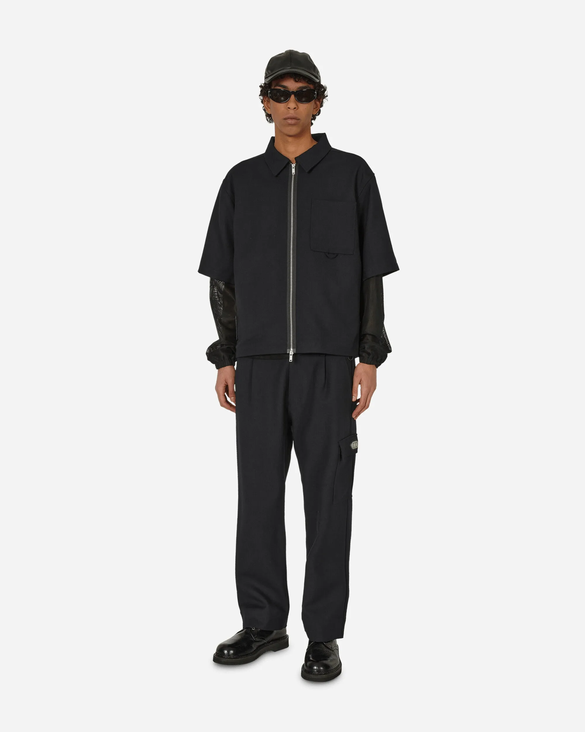 Pull à zip en laine mérinos noir
