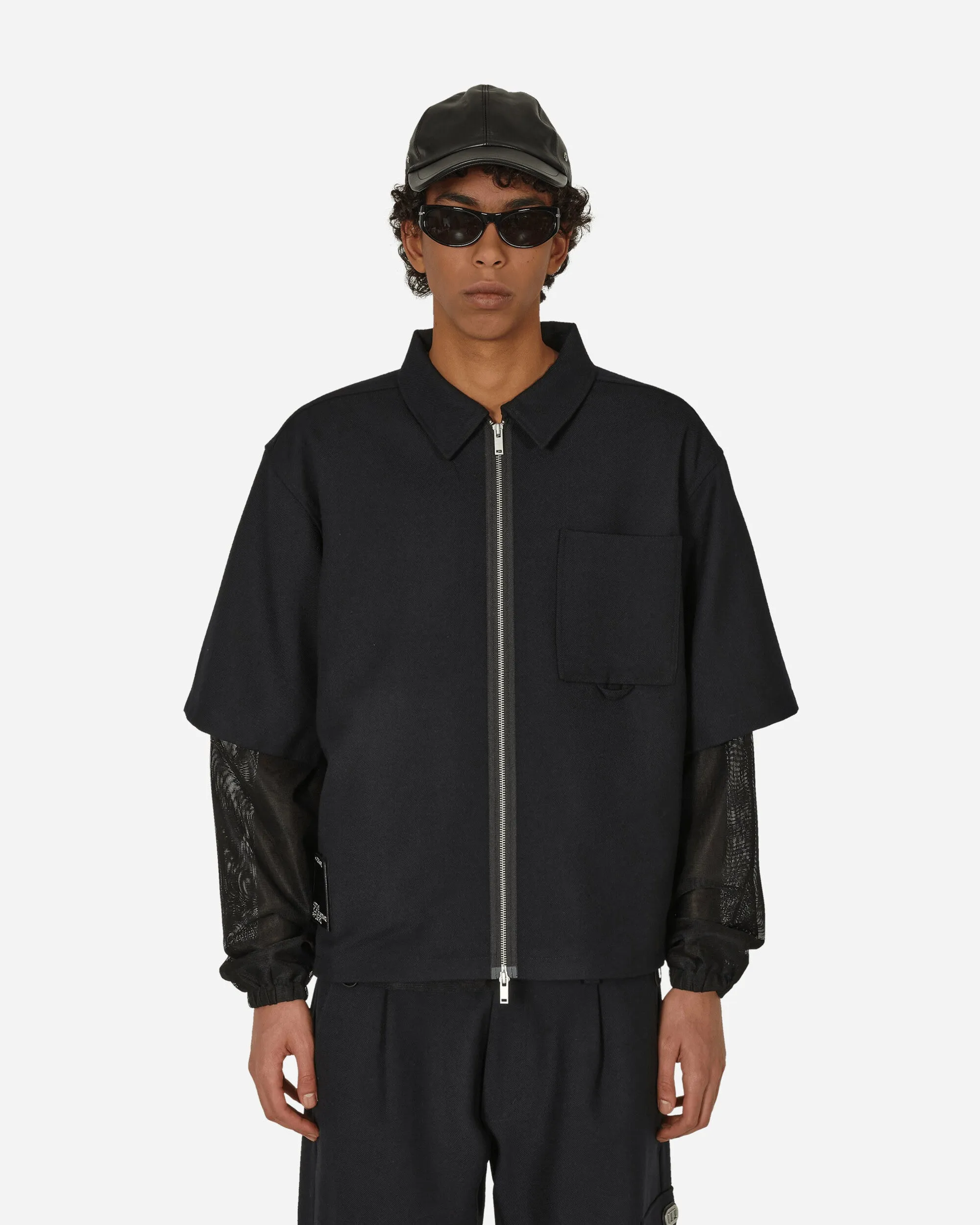 Pull à zip en laine mérinos noir