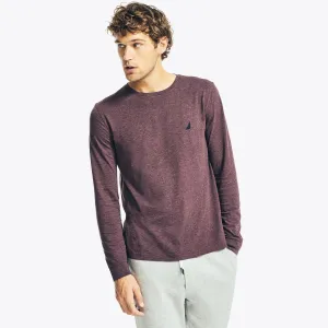 Nautica T-shirt à manches longues col rond pour hommes en rouge gloire chiné