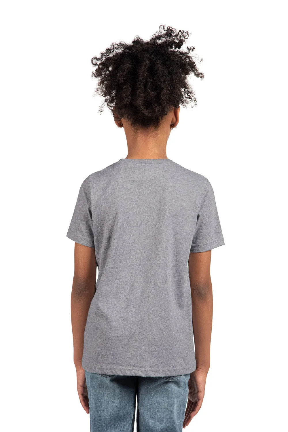 T-shirt à col rond manches courtes en jersey fin pour jeunes - Gris chiné