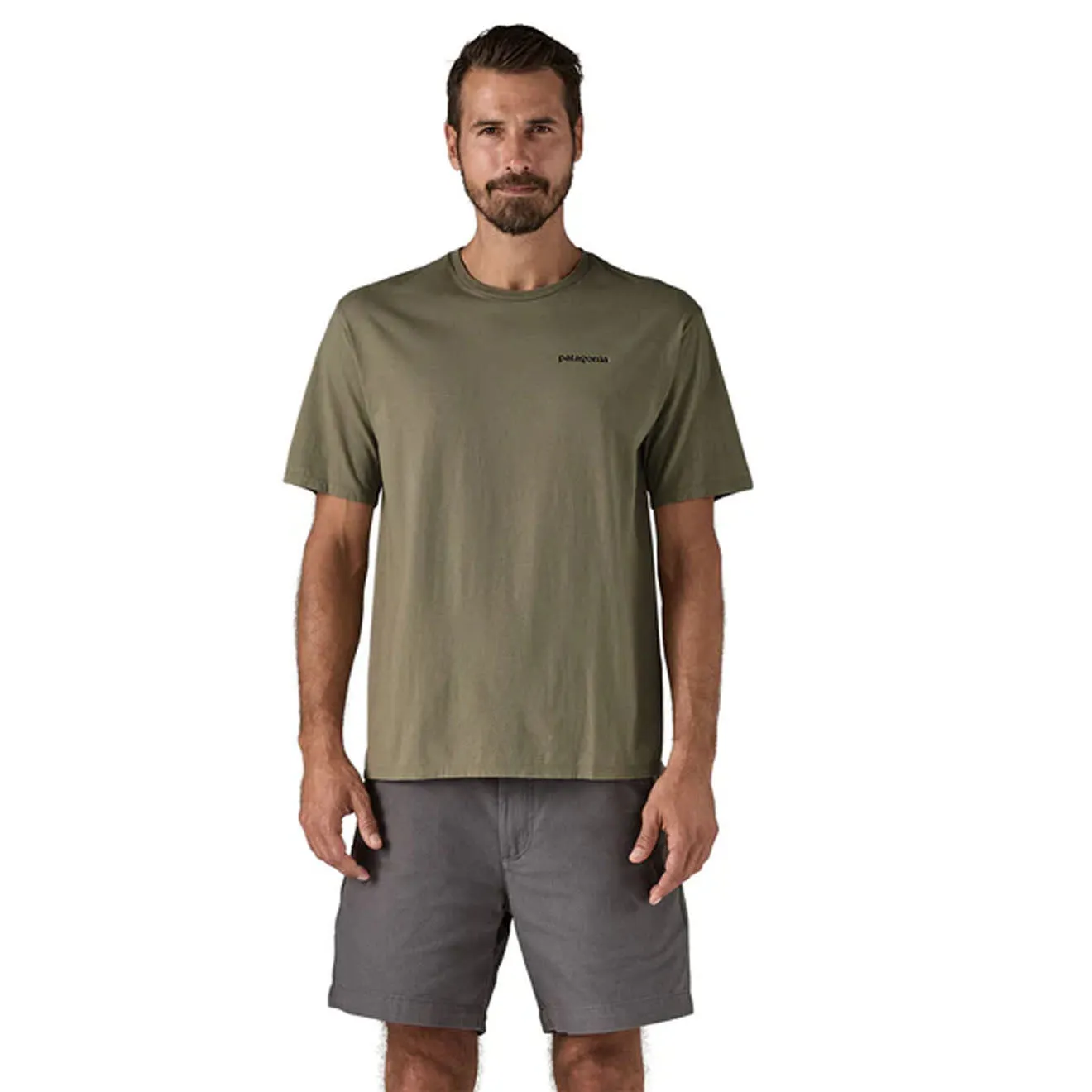 T-shirt Bio Patagonia Home Water Trout Vert Roche de Rivière