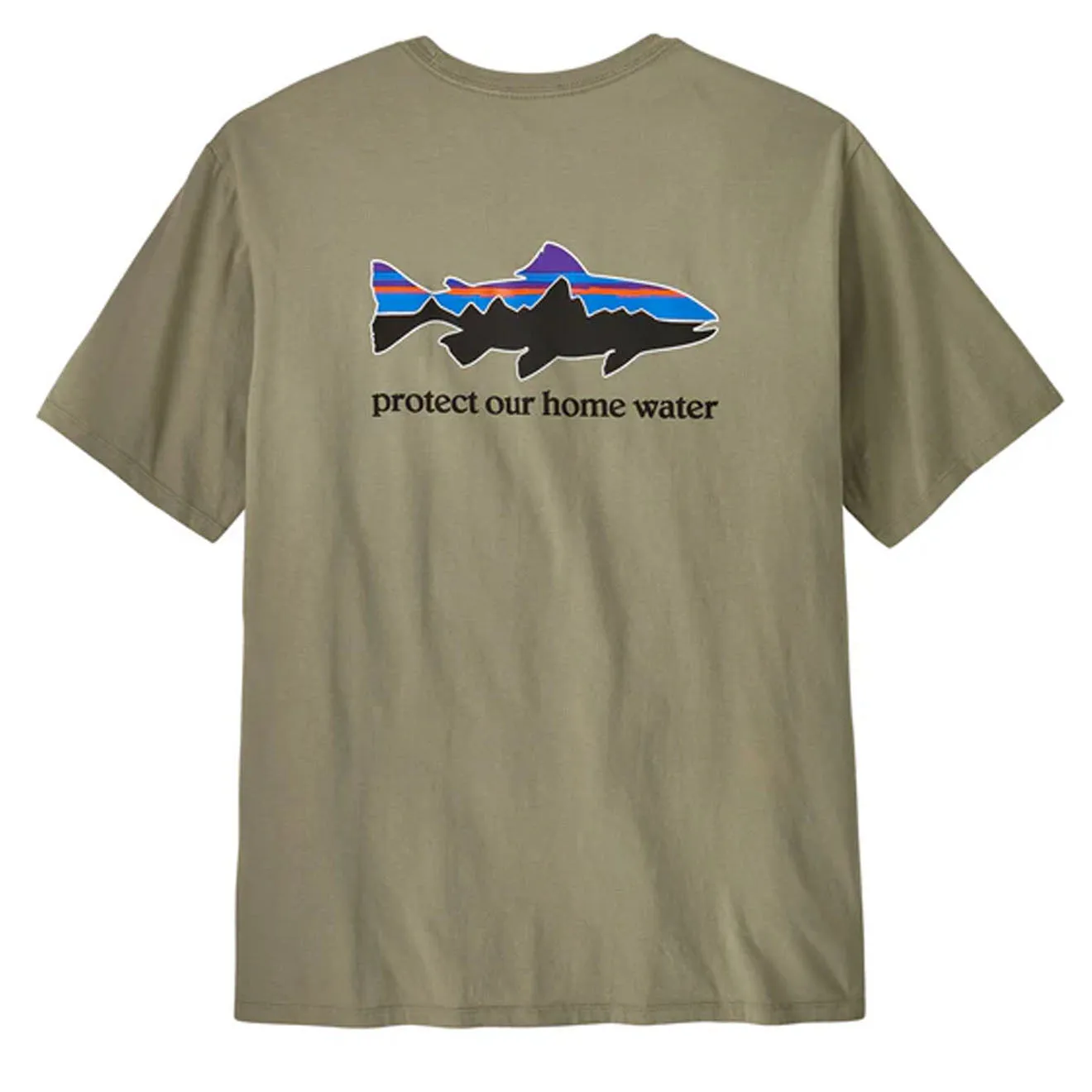 T-shirt Bio Patagonia Home Water Trout Vert Roche de Rivière