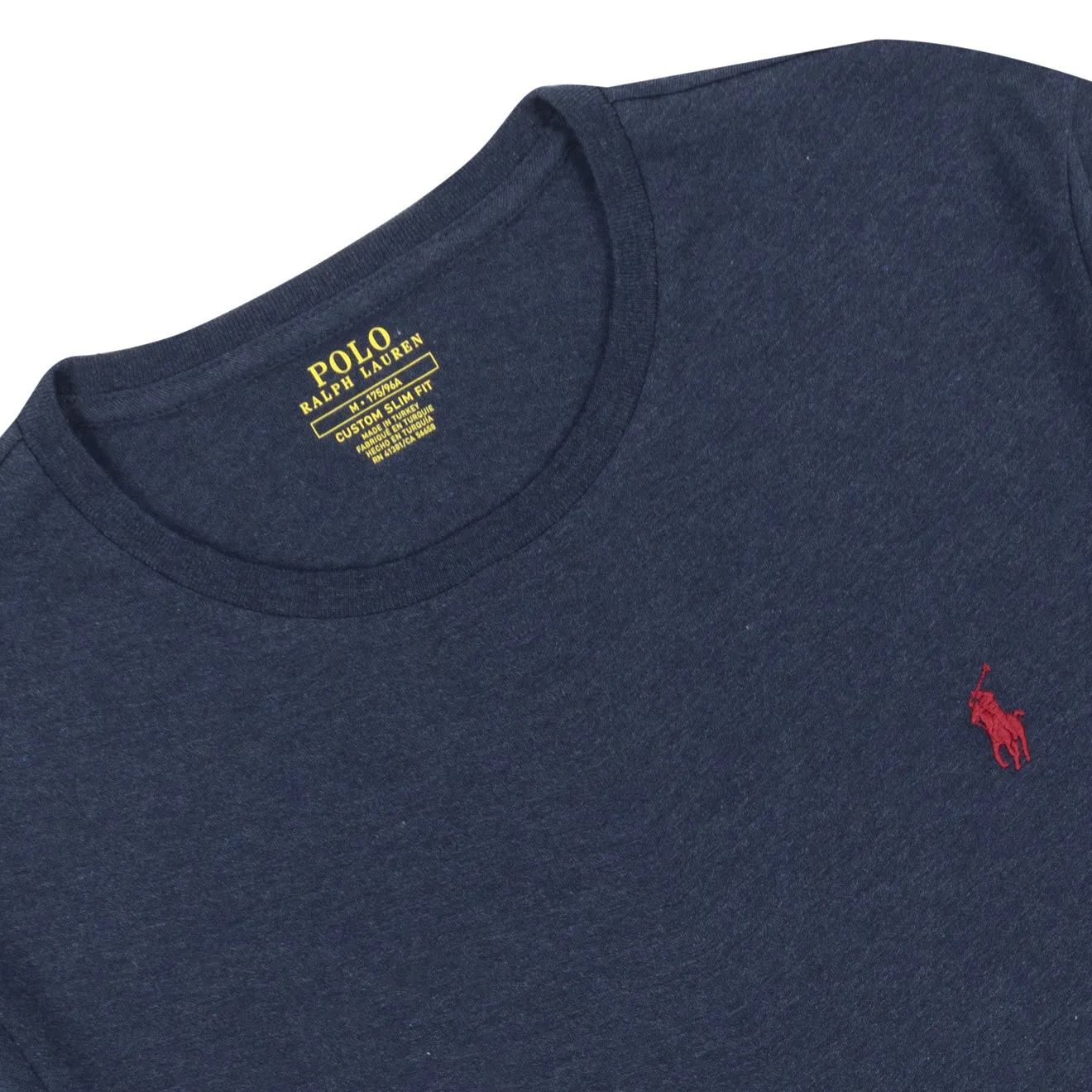 Polo Ralph Lauren T-Shirt en Coton Custom Slim Fit Bleu Médiéval Heather