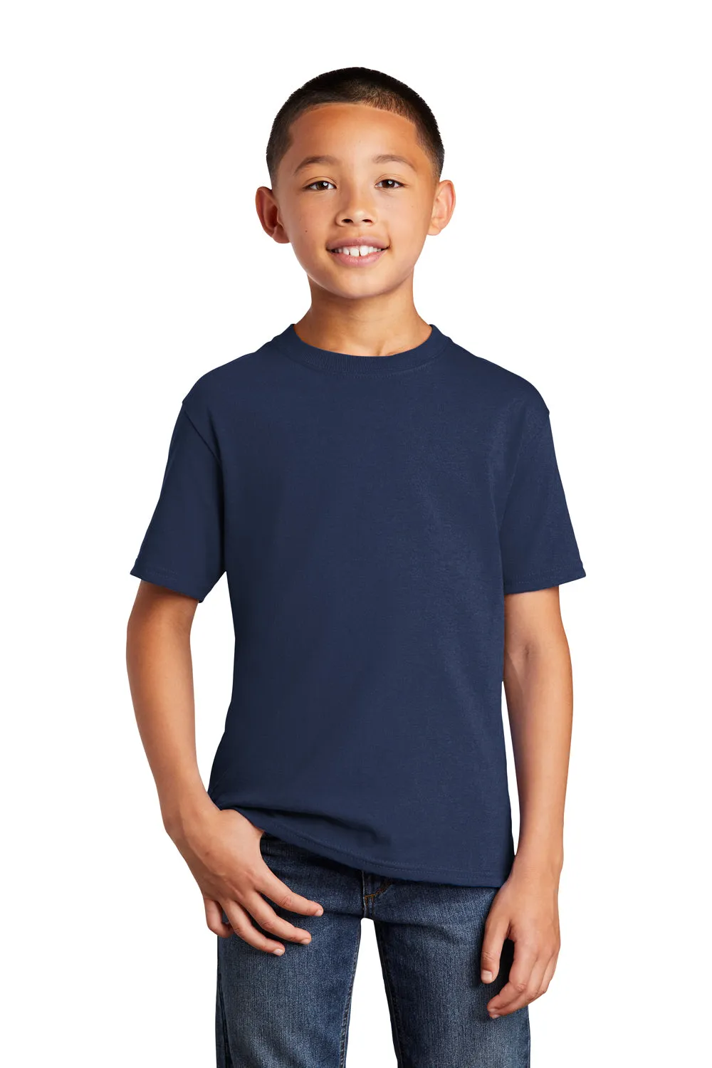 Port & Company T-shirt à manches courtes en coton pour jeunes - Bleu marine