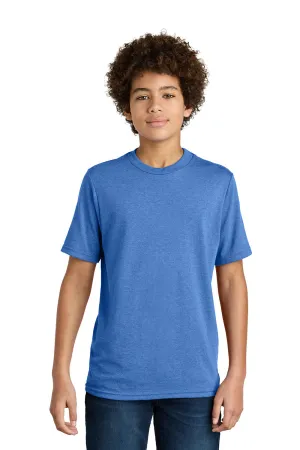 Port & Company Youth CVC T-Shirt à Manches Courtes et Col Rond - Bleu Royal Chiné