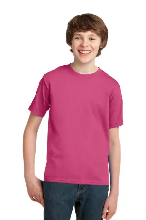 Port & Company T-shirt à manches courtes col rond essentiel pour jeunes - Rose Sangria