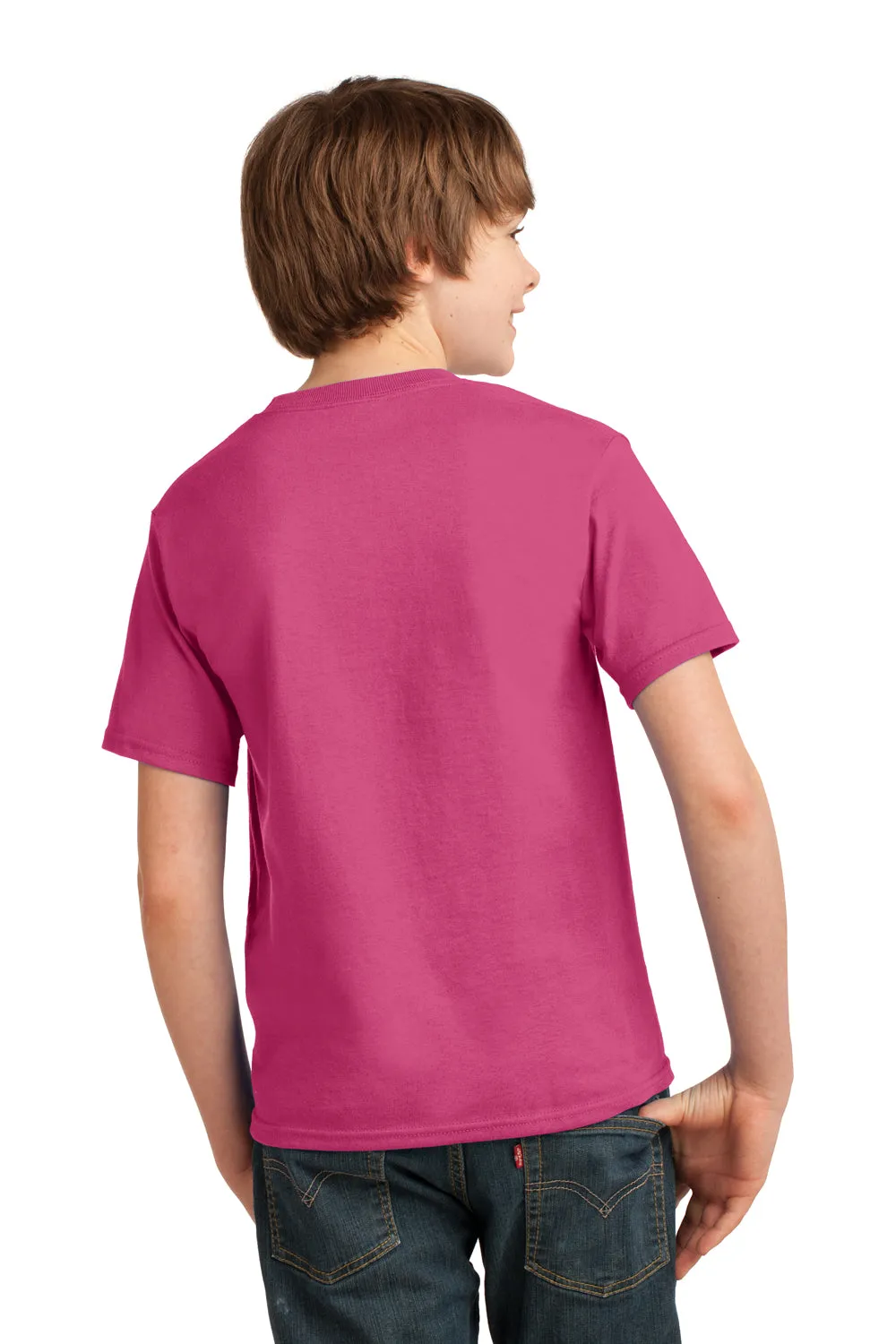 Port & Company T-shirt à manches courtes col rond essentiel pour jeunes - Rose Sangria