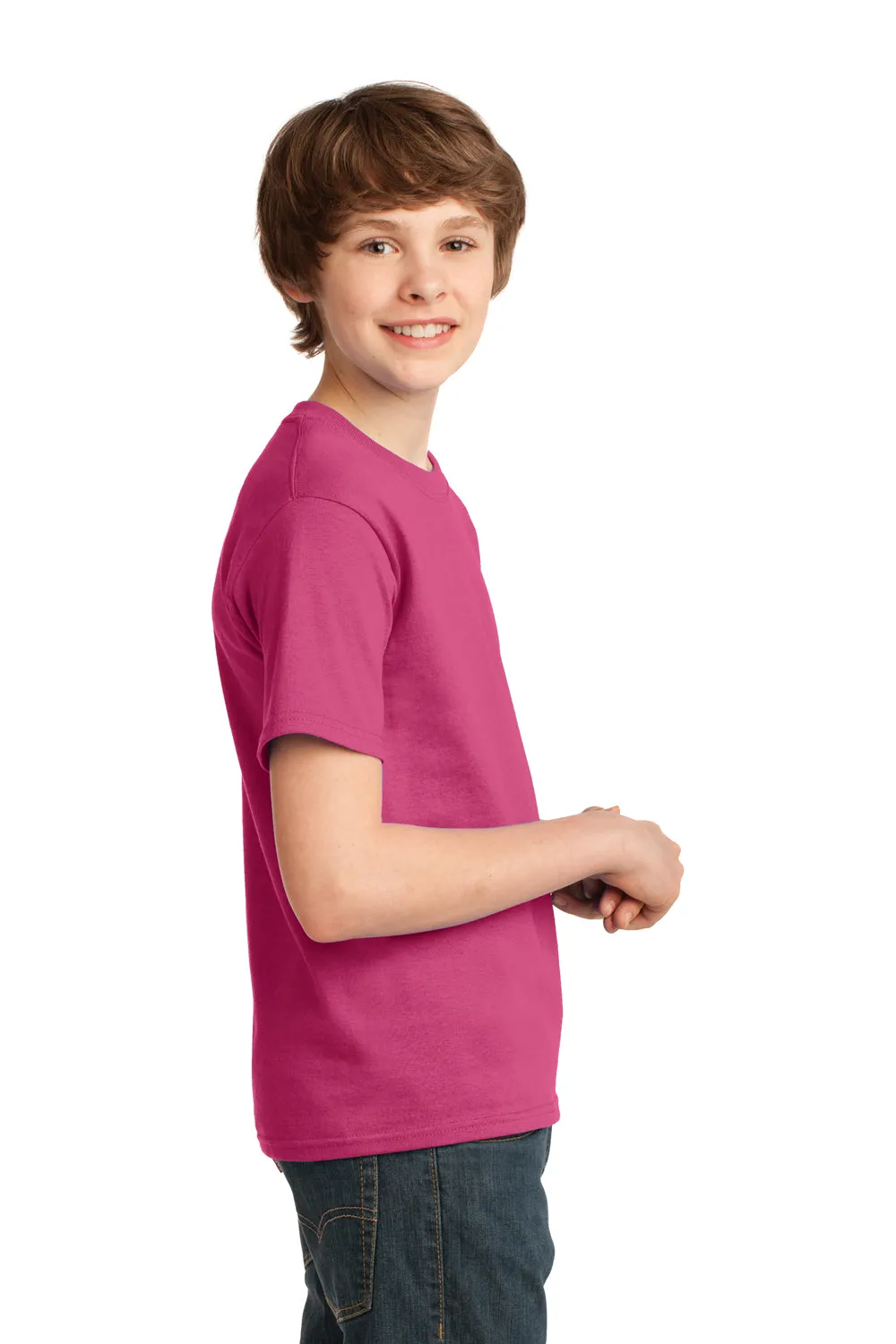 Port & Company T-shirt à manches courtes col rond essentiel pour jeunes - Rose Sangria