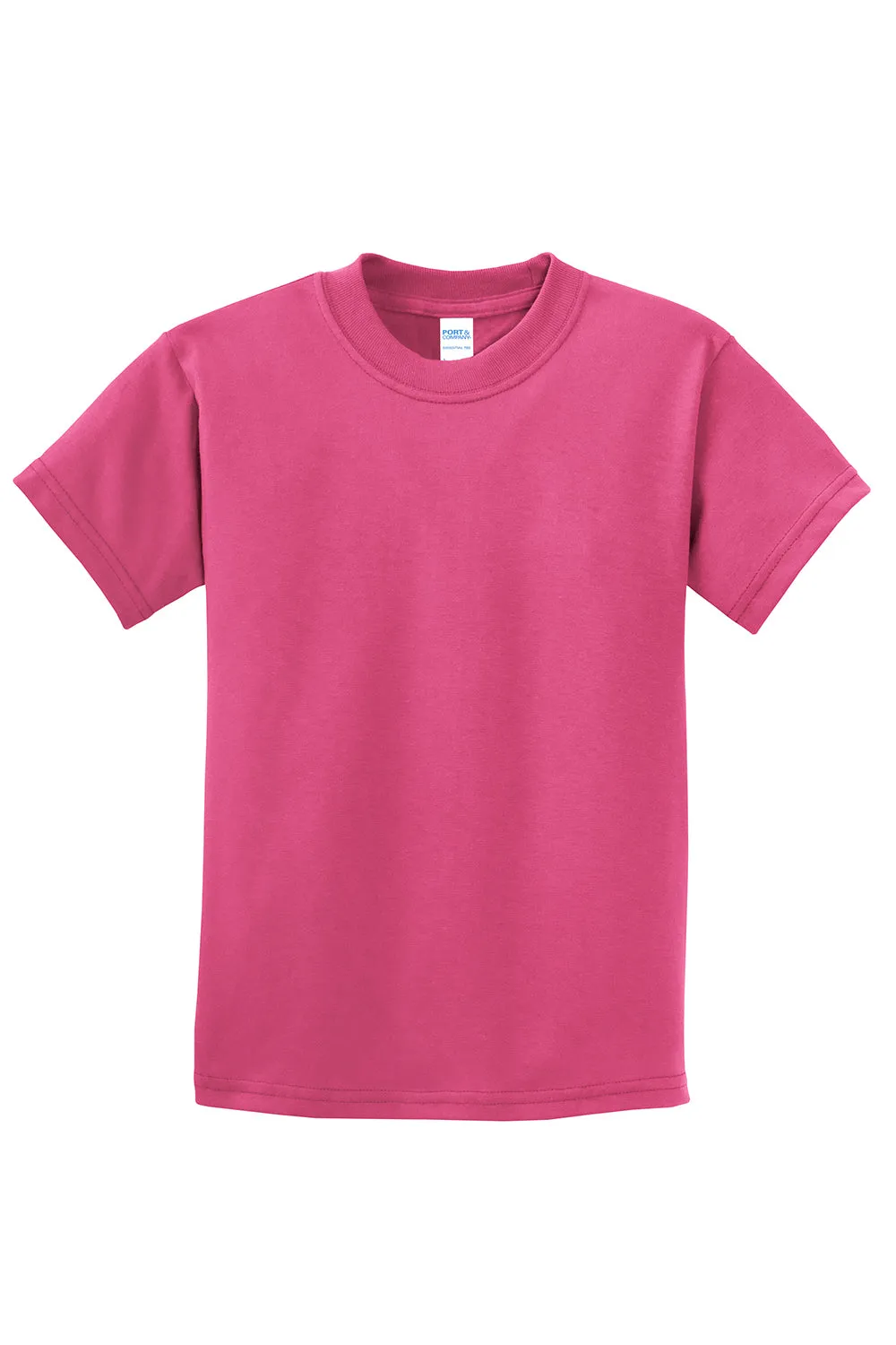 Port & Company T-shirt à manches courtes col rond essentiel pour jeunes - Rose Sangria