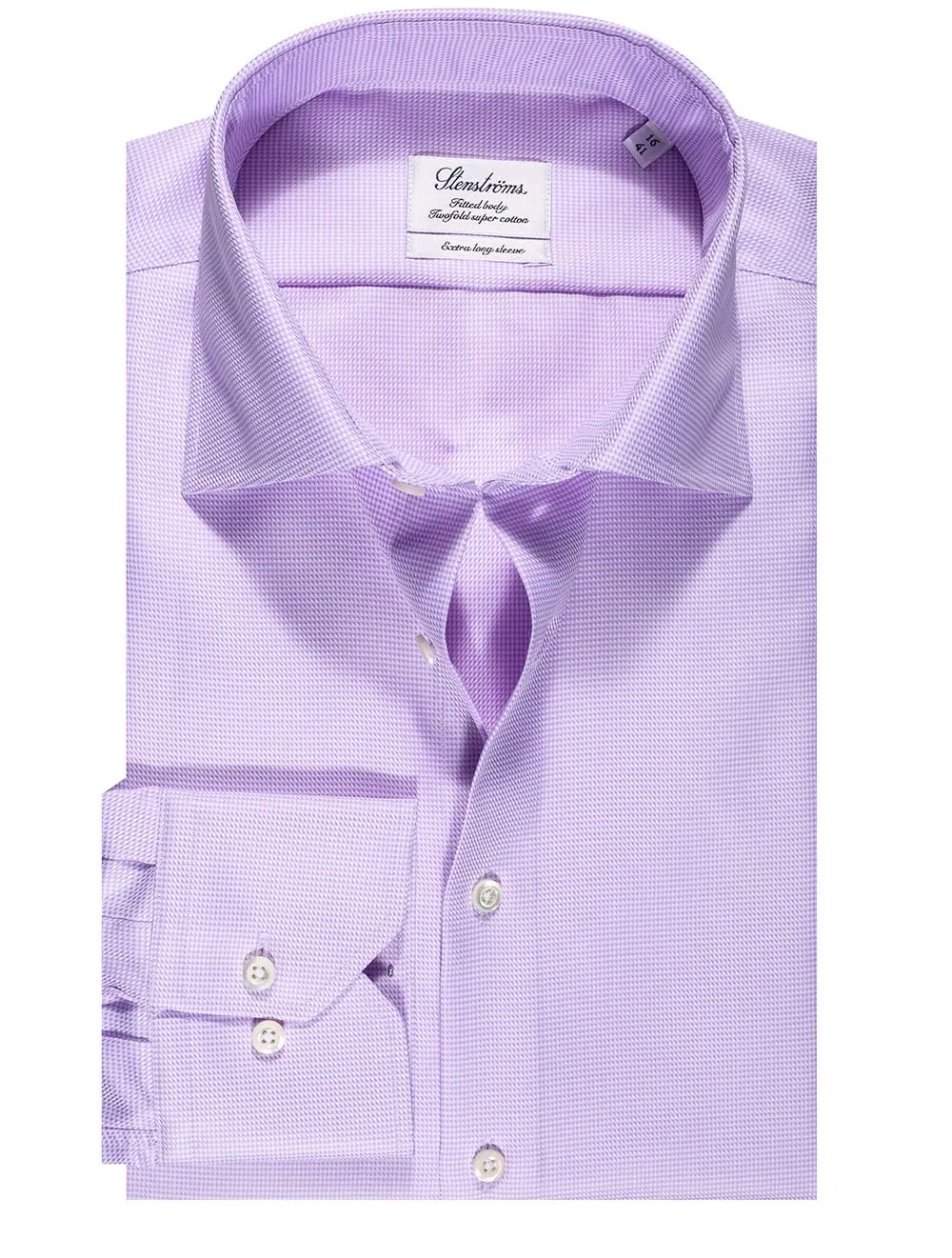 Chemise ajustée à manches extra-longues en pied-de-poule violet