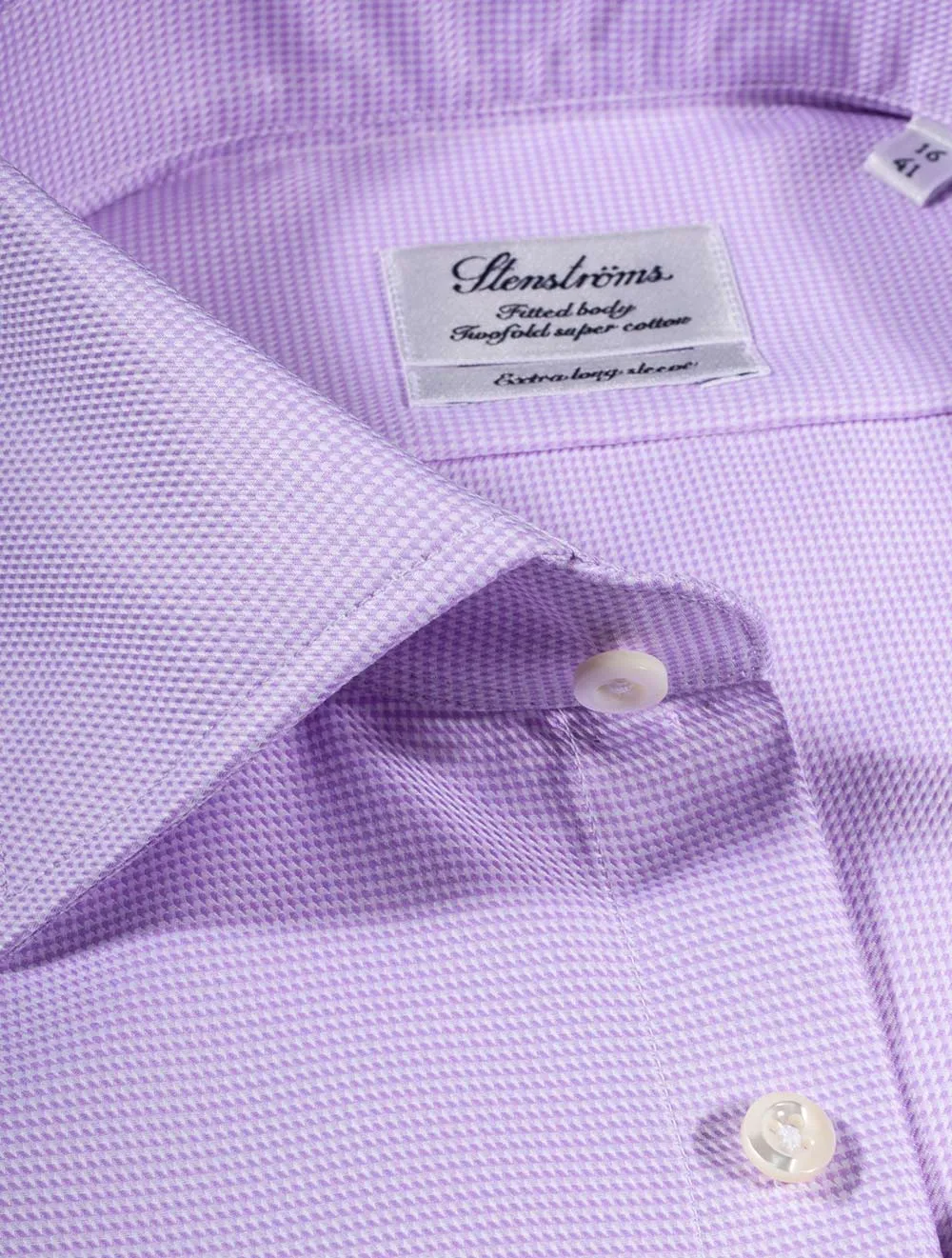 Chemise ajustée à manches extra-longues en pied-de-poule violet