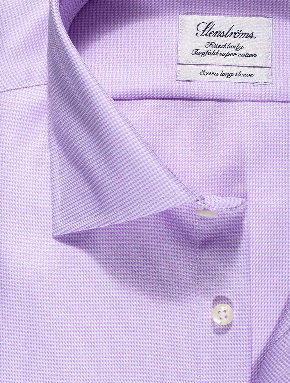 Chemise ajustée à manches extra-longues en pied-de-poule violet