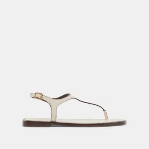 SANDALES RAYE EN CUIR IVOIRE