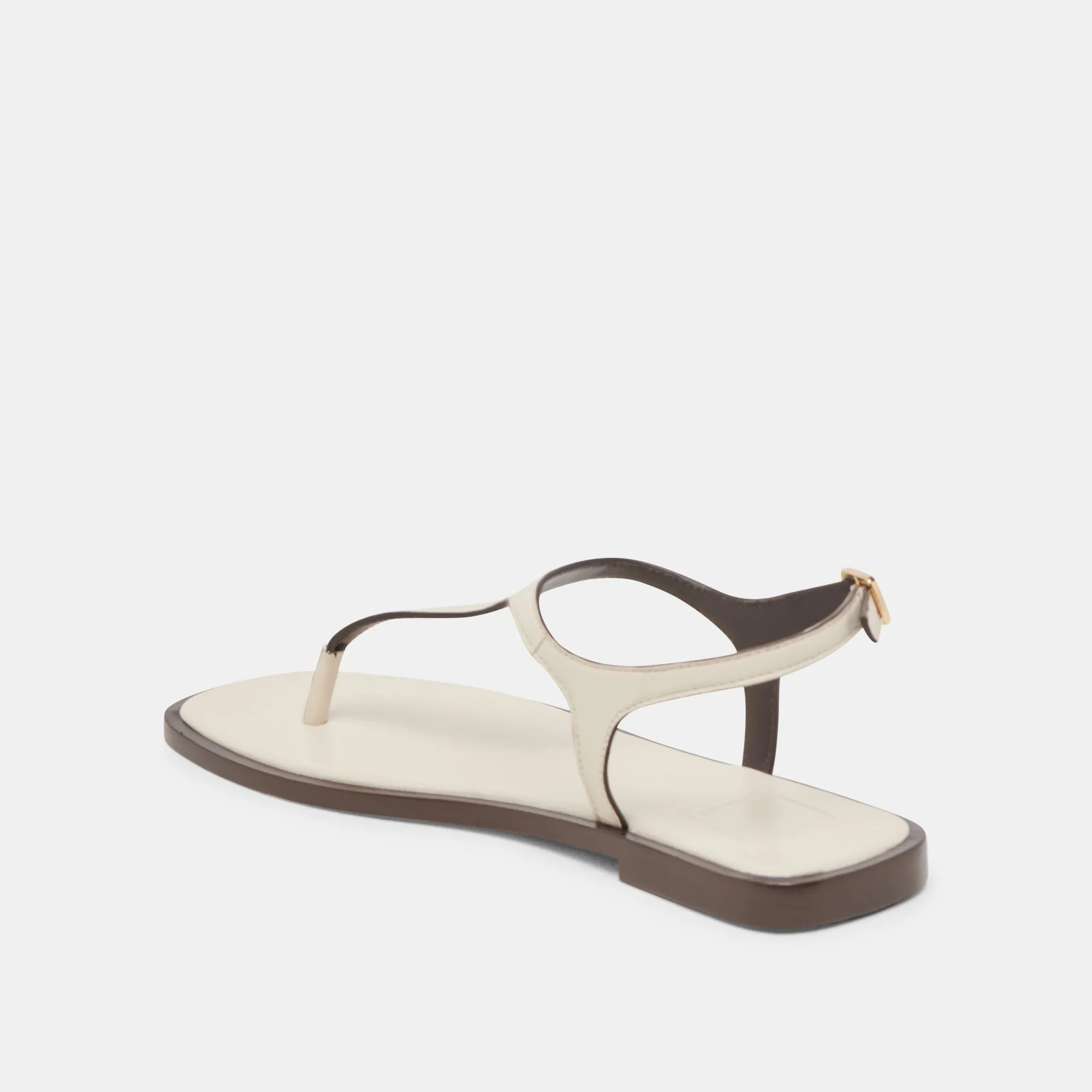 SANDALES RAYE EN CUIR IVOIRE