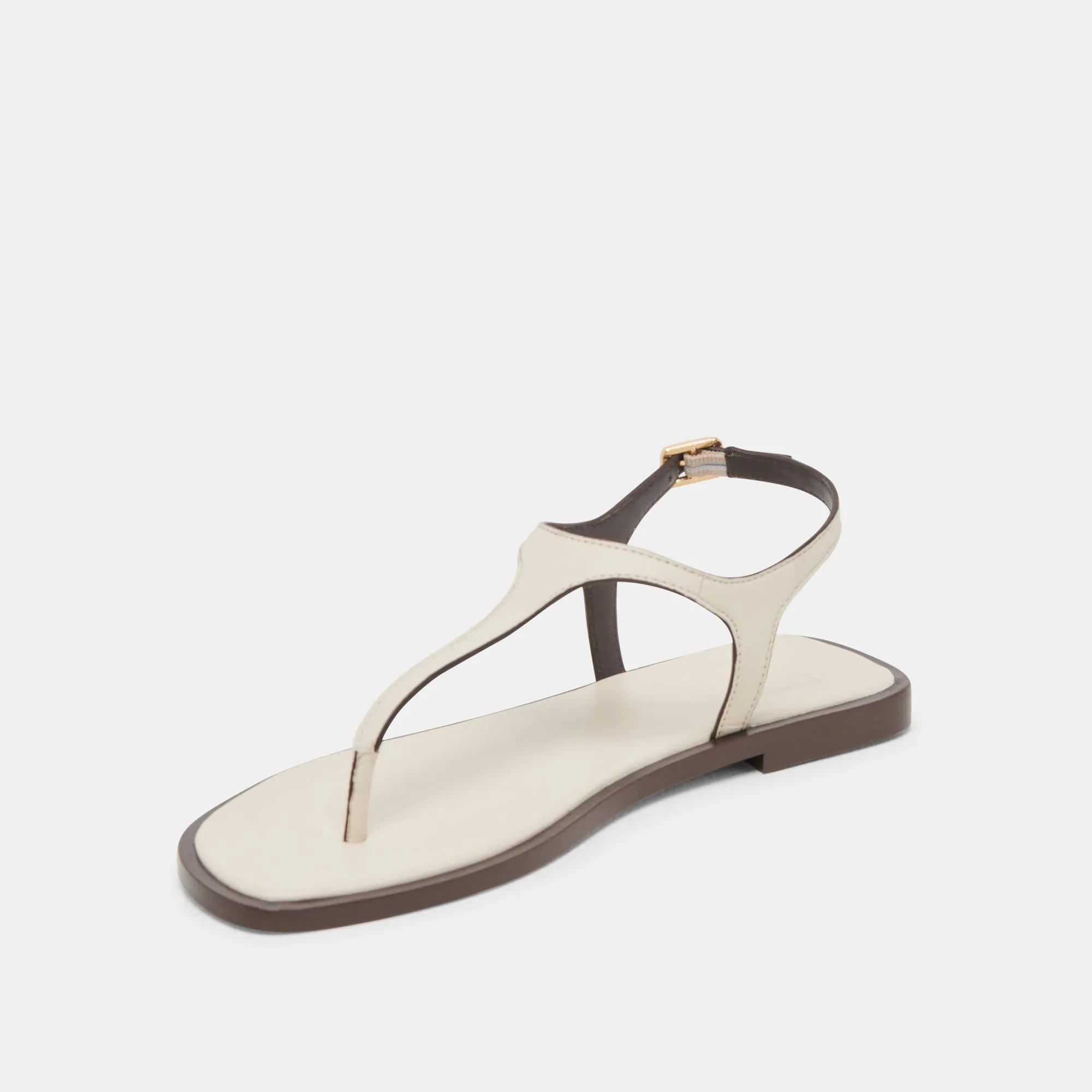SANDALES RAYE EN CUIR IVOIRE