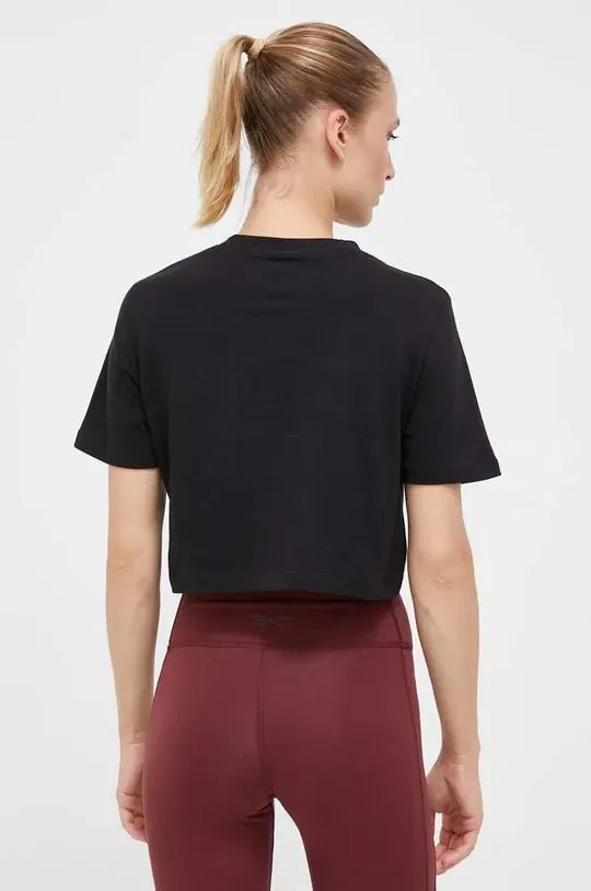 TEE-SHIRT CROP NOIR POUR FEMME AVEC GRAND LOGO REEBOK