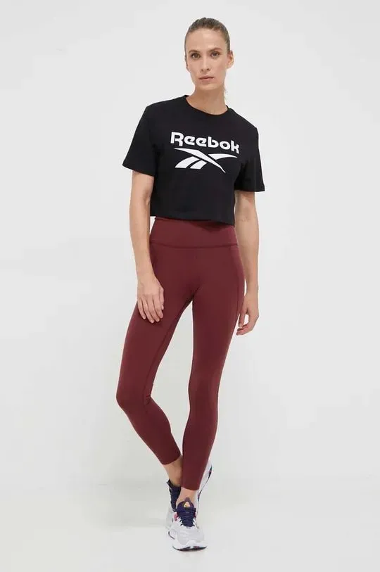 TEE-SHIRT CROP NOIR POUR FEMME AVEC GRAND LOGO REEBOK